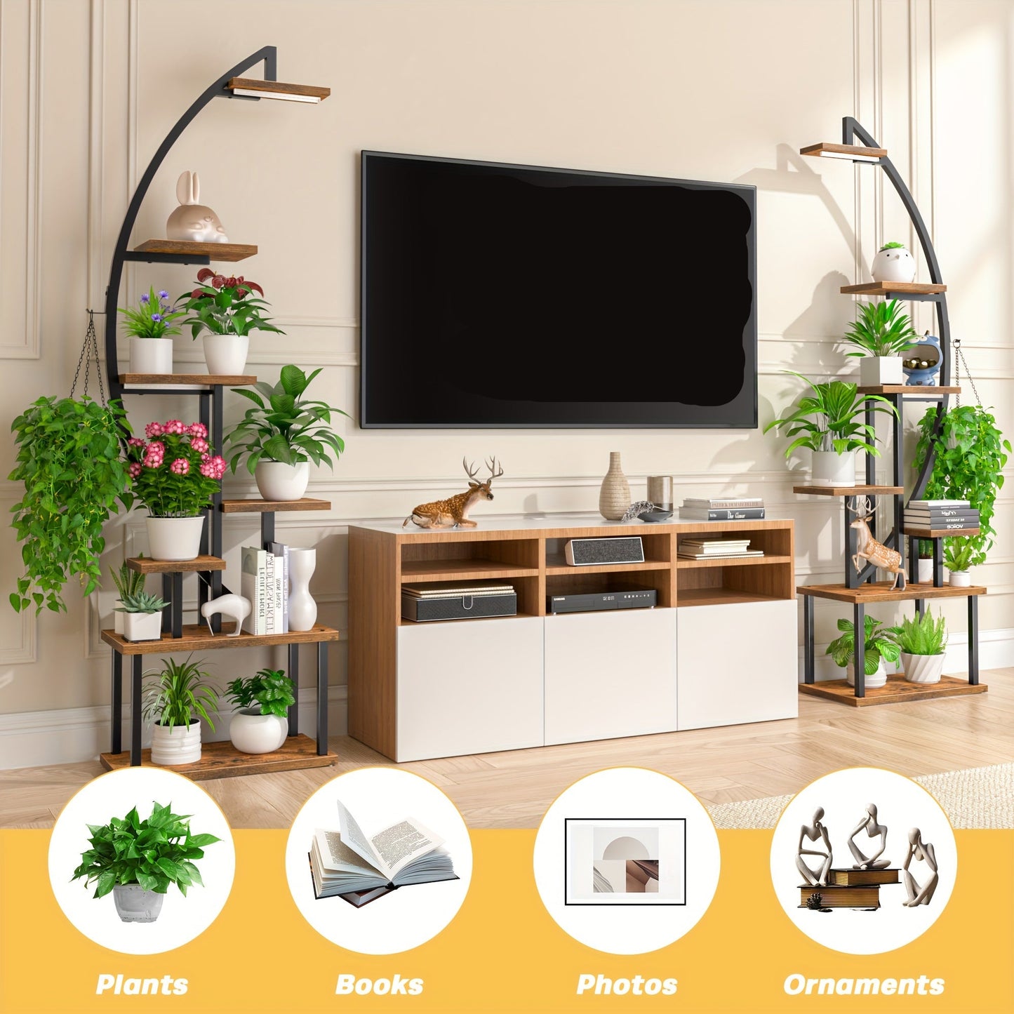 7-laags Plantenstandaard – Plantenrek – Plantentafel – Plantenhouder – Plantenmeubel – Met Groeilampen – Stevig Metalen Frame – Zwart
