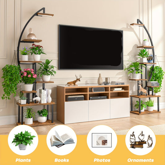 7-laags Plantenstandaard – Plantenrek – Plantentafel – Plantenhouder – Plantenmeubel – Met Groeilampen – Stevig Metalen Frame – Zwart