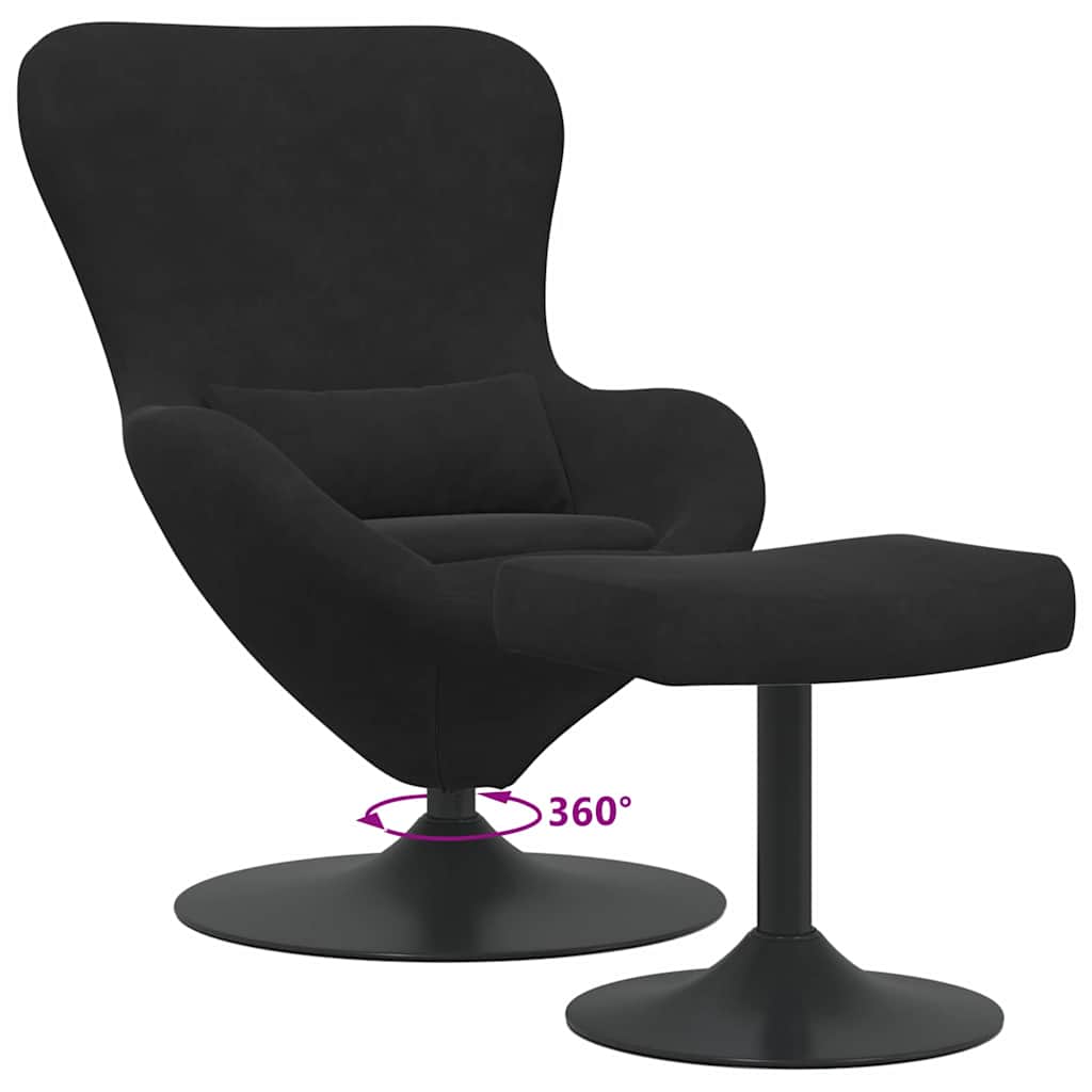 Fauteuil – Draaifauteuil – Relaxstoel – Lounge Fauteuil – Zwarte Fauteuil Met Voetensteun – Zachte Stoffering – Draaibaar