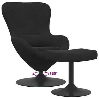 Fauteuil – Draaifauteuil – Relaxstoel – Lounge Fauteuil – Zwarte Fauteuil Met Voetensteun – Zachte Stoffering – Draaibaar
