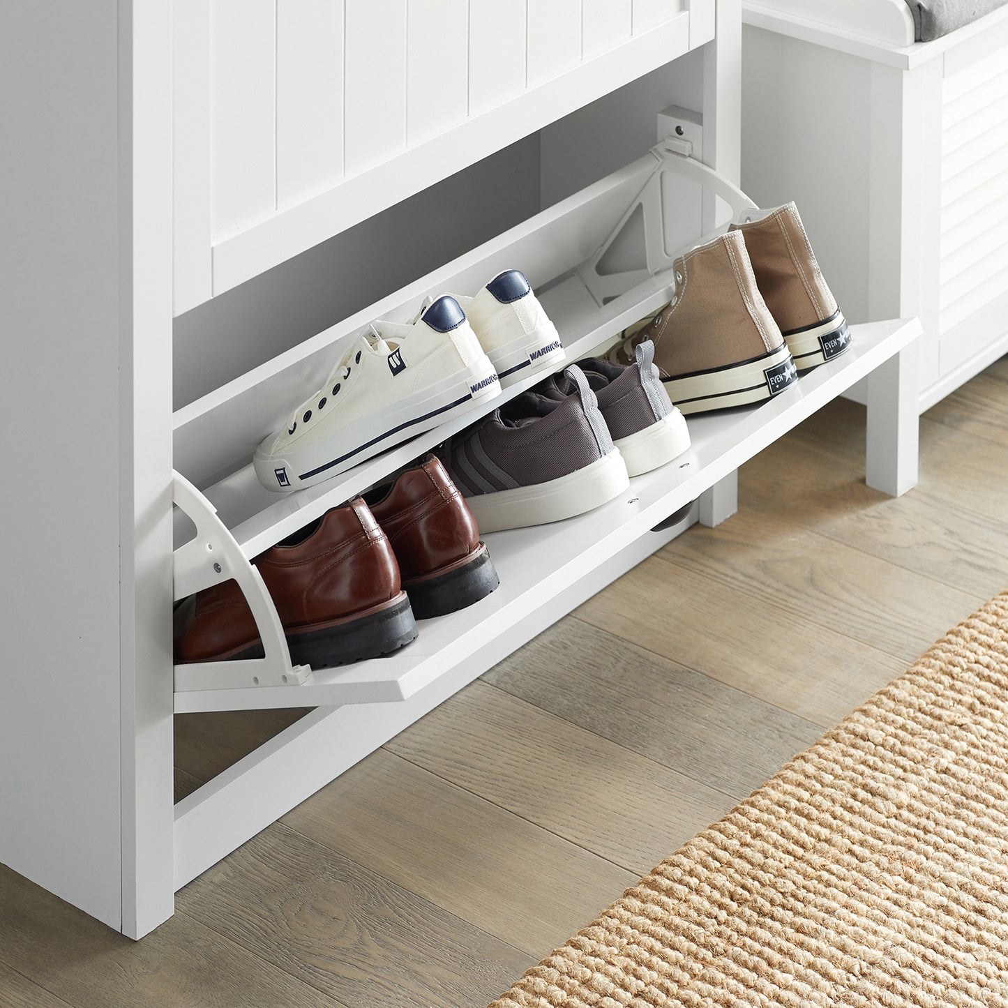 Schoenenkast – Schoenenrek – Schoenenopberger – Opbergkast – Halmeubel – Compact 80x24x110 cm – MDF Met 2 Laden En Extra Opbergruimte