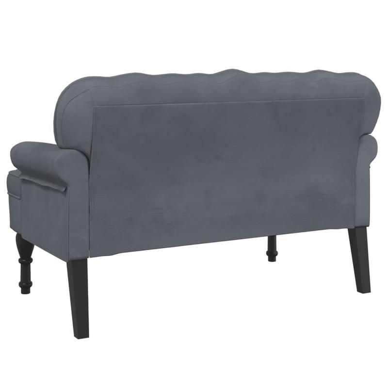 Bank – Sofa – Zitbank – Tweezitsbank – Loungebank – Donkergrijs – Velvet Bekleding – Stevige Houten Constructie