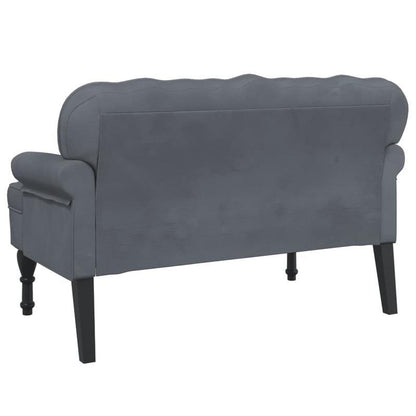 Bank – Sofa – Zitbank – Tweezitsbank – Loungebank – Donkergrijs – Velvet Bekleding – Stevige Houten Constructie