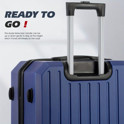 Luggage Set of 4 -12"/20"/24"/28" Expandable Suitcases, Upgraded Zipper, Durable ABS Hard Shell, Blue