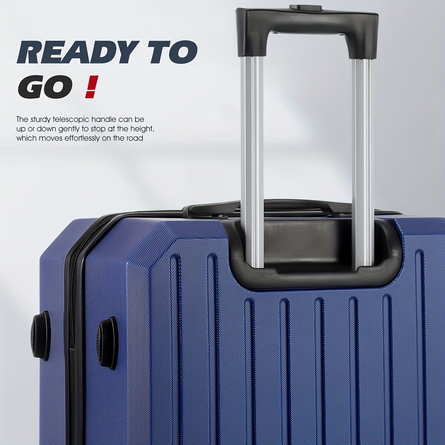 Luggage Set of 4 -12"/20"/24"/28" Expandable Suitcases, Upgraded Zipper, Durable ABS Hard Shell, Blue