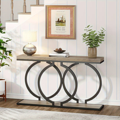 Sidetable – Smalle Tafel – Halconsole – Sofa Tafel – Wantafel – Vintage Grijs – Ruimtebesparend Ontwerp – Stevig Metalen Frame