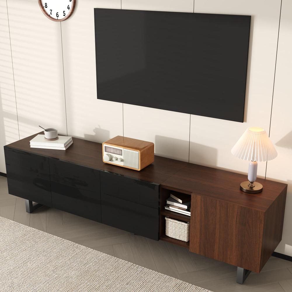 Tv-meubel – TV-kast – TV-stand – Mediamöbel – Vierdeurs Meubel – Uniek Design – Lage TV Montage – 180x38x50 cm – Zonder Elektriciteit