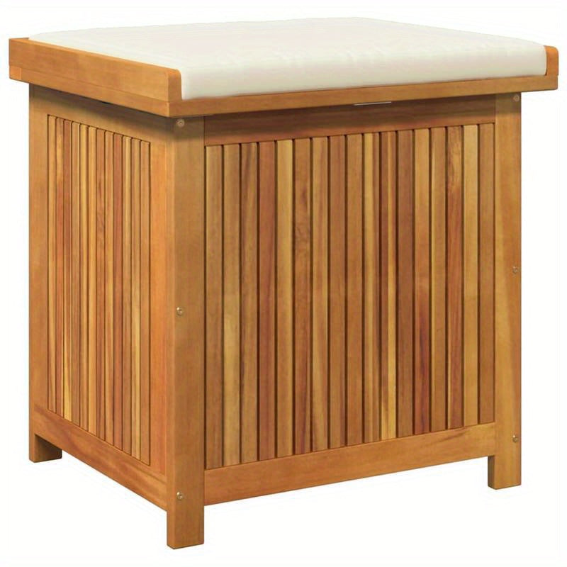 Opbergkist Tuin – Tuinkussenbox – Tuinbox – Opbergbox – Tuinkist – Massief Acaciahout – 60x50x61 cm – Inclusief Crème Wit Zitkussen