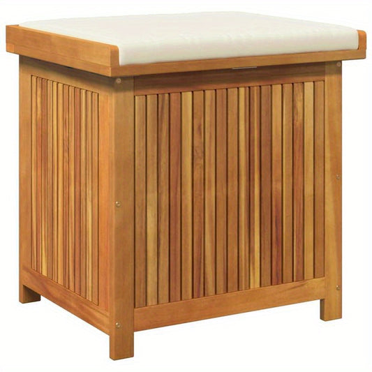 Opbergkist Tuin – Tuinkussenbox – Tuinbox – Opbergbox – Tuinkist – Massief Acaciahout – 60x50x61 cm – Inclusief Crème Wit Zitkussen