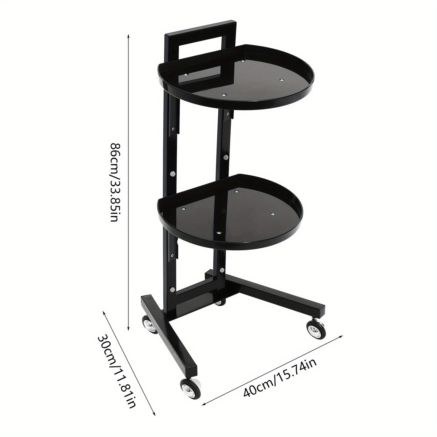 salmontrolley – salonkar – behandelwagen – verzorgingstrolley – opbergtrolley – 2-laags – koolstofstaal en kunststof – mobiel met 4 wielen – zonder stroomgebruik