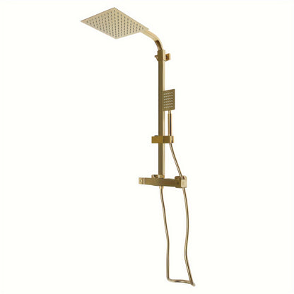 Goudkleurig Douchesysteem – Douche Set – Regendouche – Douchekolom – Thermostaatkraan – Antikalkfilter – 360° Draaibare Regendouche – Messing & Roestvrij Staal