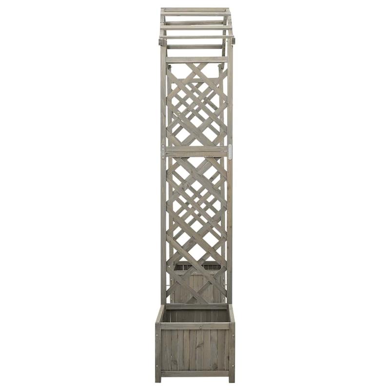 Tuinprieel – Pergola – Overkapping – Tuinboog – Klimrek – Massief Vurenhout – Met Plantenbak – Stevig & Weerbestendig – Eenvoudige Montage – Grijs