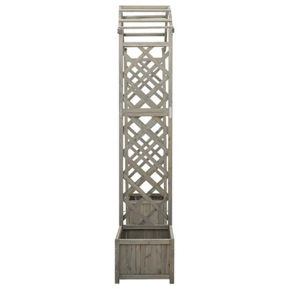 Tuinprieel – Pergola – Overkapping – Tuinboog – Klimrek – Massief Vurenhout – Met Plantenbak – Stevig & Weerbestendig – Eenvoudige Montage – Grijs