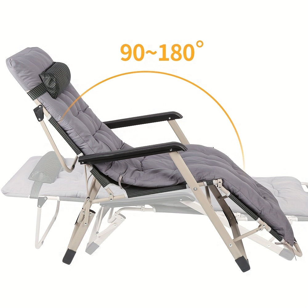 Tuin- en Ligstoel – Comfortabele Loungestoel met Dikke Zitting – Ideaal voor Tuin, Balkon, Zwembad of Strand – Grijs
