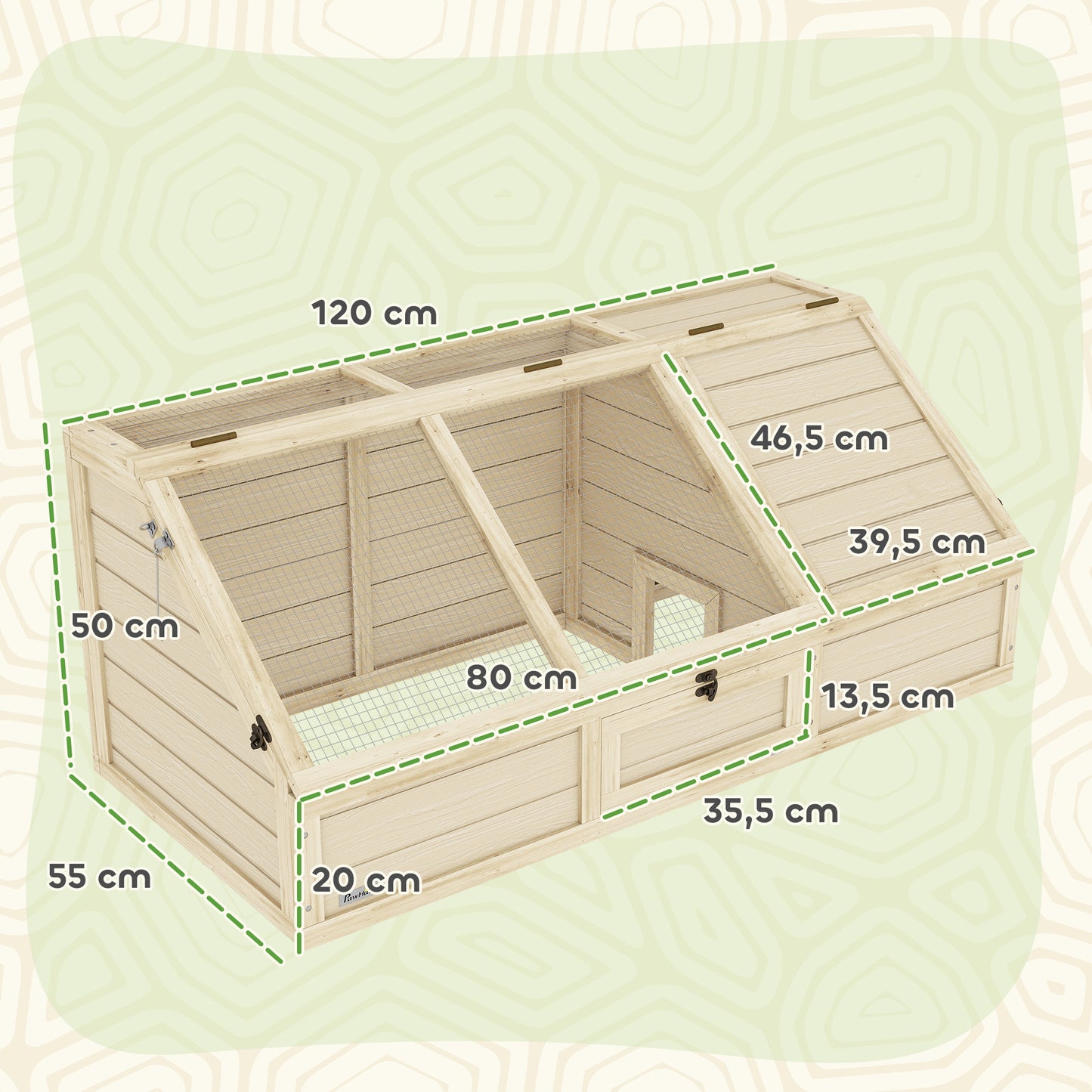 Schildpadbox – Schildpadhuis – Schildpaddenren – Buitenverblijf Schildpad – Schildpaddentuin – Natuurlijk Bodemontwerp – Stevig Dennenhout en Gegalvaniseerd Staal