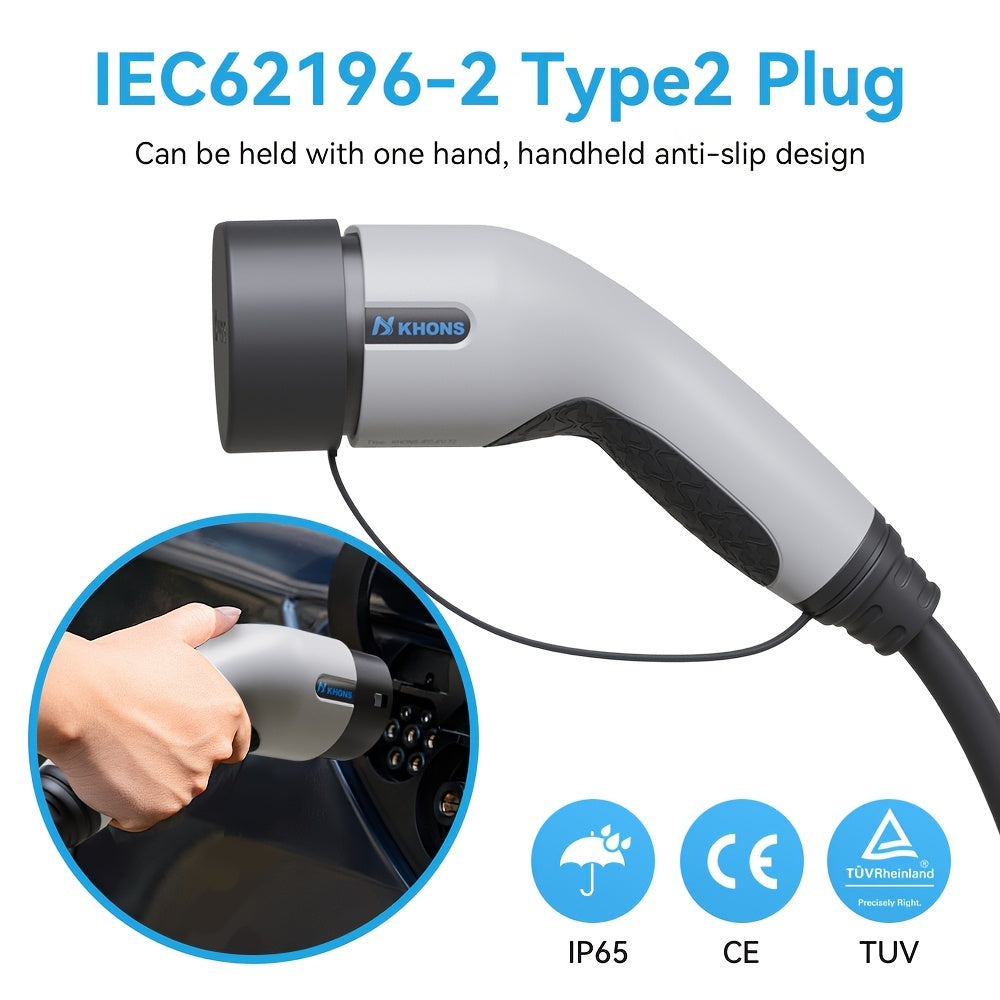Elektrische Auto Laadpaal – Laadstation – Wallbox – EV Charger – Laadpunt – 22kW Driefasig – Type 2 Stekker – App Bediening – Inclusief 16A Schuko & Rode CEE Adapter