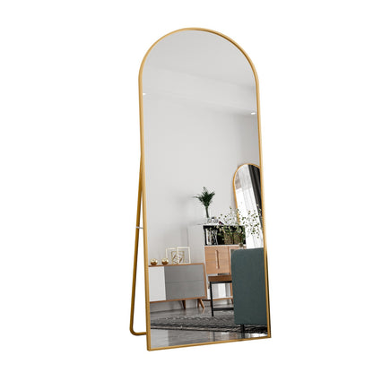 Boogvormige Full-Body Spiegel – Staande Spiegel – Wandspiegel – Grote Spiegel – Kamer Spiegel – 180x80 cm – Veilig Schokbestendig Glas – Aluminium Frame Goud