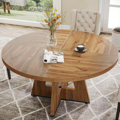 Ronde Eettafel – Eettafel Rond – Keukentafel – Tafel voor 4 Personen – Landelijke Tafel – 120 cm Diameter – Duurzaam Hout – Krasbestendig Design