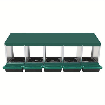 Kippenhok – Kippenren – Nestkast – Legnest – Nestbox – 5 Compartimenten – Gegalvaniseerd Staal – Ventilatie