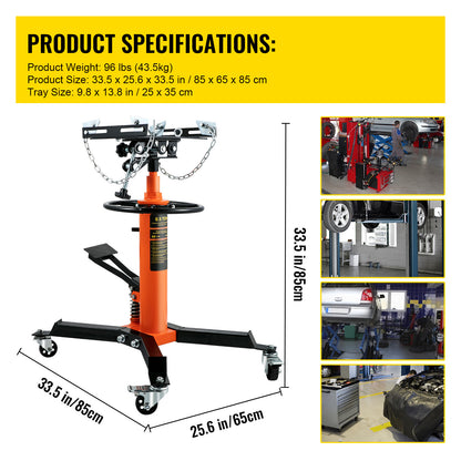 Transmissiekrik – Hydraulische Krik – Telescopische Krik – Autohefbrug – Garagekrik – 500 kg Draagkracht – Hefhoogte 85-170 cm – Oranje