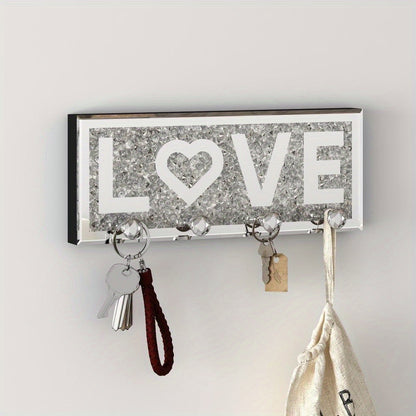 Kapstok – Wandkapstok – Wandhouder – Organizer – Ophangrek – Handgemaakt – 4 Stevige Haken – Spiegelafwerking met Glitteraccent