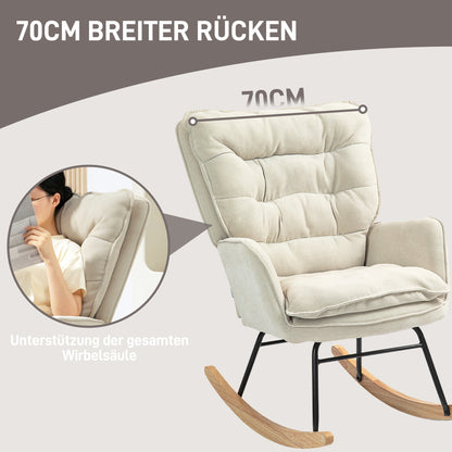 Schommelstoel – Schommelstoel Fauteuil – Draaifauteuil – Lounge Stoel – Woonkamerstoel – Chenille Bekleding – Houten Basis – Max. Draagvermogen 120 kg