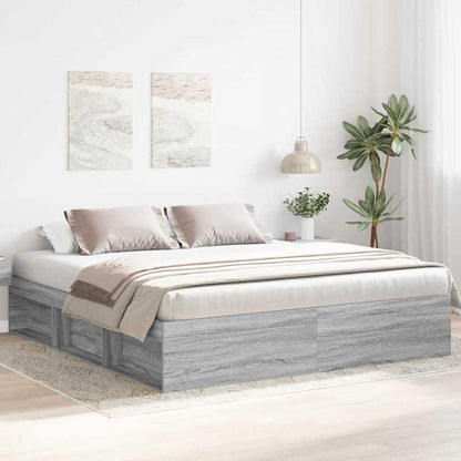 Bedframe – Bed – Bedbodem – Platformbed – Slaapbank – Modern Design – Massief Hout – King Size 180x200 cm – Stevig en Eenvoudig te Monteren – Grijs