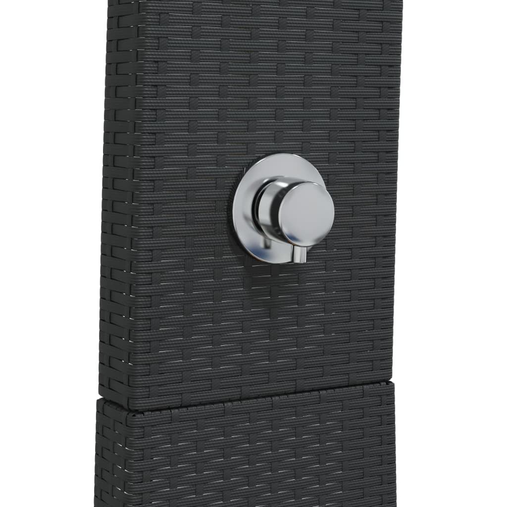 Buitendouche – Tuindouche – Vrijstaande Douche – Zwembad Douche – Outdoor Shower – Weerbestendig PE Rattan – Stevige Acaciahouten Basis Grijs