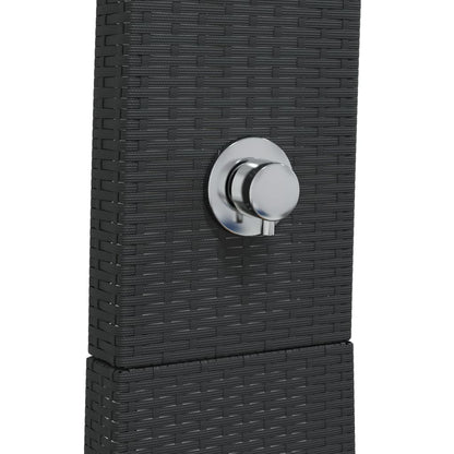 Buitendouche – Tuindouche – Vrijstaande Douche – Zwembad Douche – Outdoor Shower – Weerbestendig PE Rattan – Stevige Acaciahouten Basis Grijs