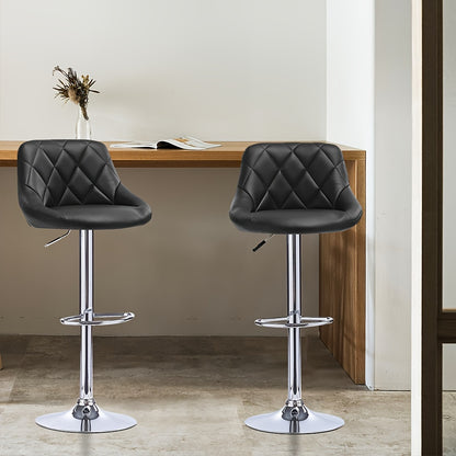 Barstoel – Barkruk – Keukenstoel – Hoogstoel – Draaistoel – Verstelbaar 55-75 cm – Zwart PU Leer – Ergonomisch Wingback Design Met Voetsteun