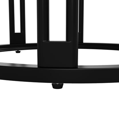 Ronde Eettafel – Ronde Tafel – Keukentafel – Ontbijttafel – Eettafel Zwart Metaal – Marmerlook MDF Blad – Verstelbare Voeten – 100 cm Diameter