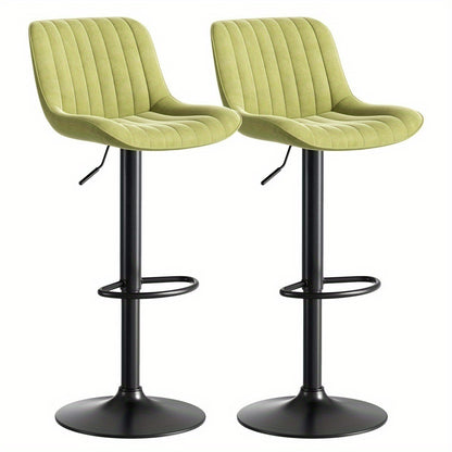 Barstoel – Barkruk – Barstoel Kruk – Keukenstoel – Barstoel Stoel – Set van 2 – Verstelbare Zithoogte – 360° Draaibaar – Groene Velvet Bekleding – Stevige Zwarte Metalen Poten