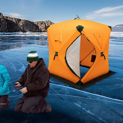 IJsvistent – Vis Shelter – Pop-up Tent – Wintertent – Kampeertent – 1-2 Personen – Geïsoleerd Met Dikker Katoen – Wind- en Sneeuwbestendig – Oranje