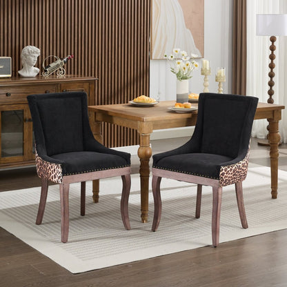 Eetkamerstoel – Kuipstoel – Stoel – Set Van 2 – Luipaardprint – Dikke Stof – Bronzen Spijkernaad – Comfortabel Design
