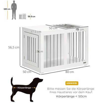 Hondenbench – Hondenkooi – Hondenhok – Bench Voor Middelgrote Honden – Dierenbench – Wit – Aluminium – 80x50x56,5 cm – Met Deur En Transportfunctie