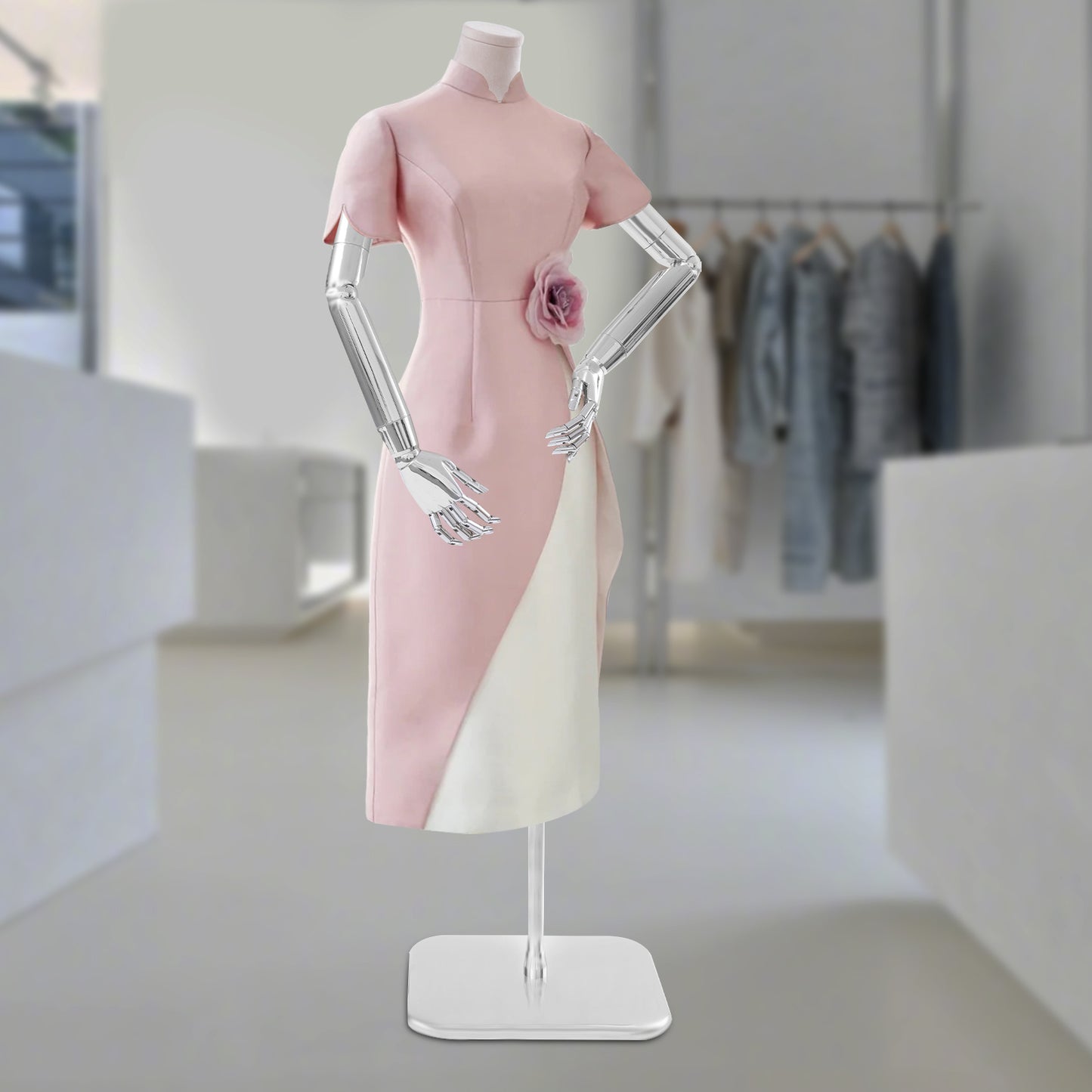 Female Dress Form Display, Clothing Store Female Dress Display Props, Adjustable Height Clothing Form