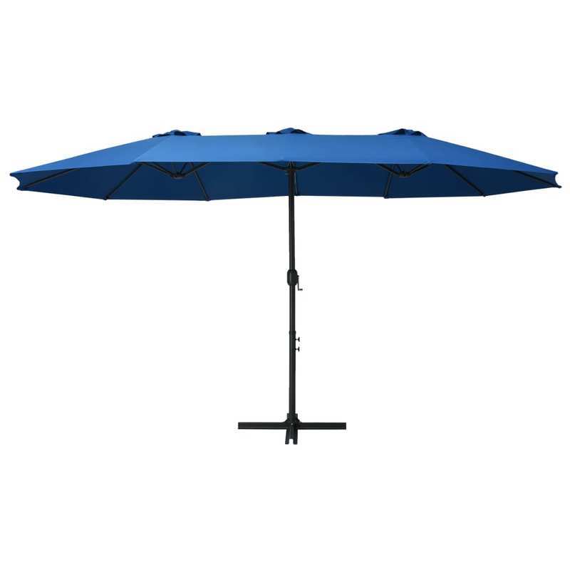 Adjustable Height Blue Parasol with Aluminum Pole - 460x270cm Portable Outdoor Sun Shade, Durable Polyester & Spandex Blend, Classic Rectangular Design for Patio, Garden, Poolside, Patio Shade, Garden Sun Protection, Sleek Pa