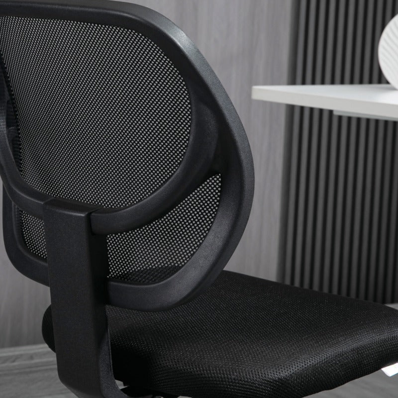 Bureaustoel – Werkstoel – Computerstoel – Studiebureaustoel – Office Chair Zwart – Metalen Frame – Verstelbare Hoogte 58-63 cm – 360° Draaibaar – Comfortabele Gewatteerde Zitting