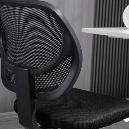 Bureaustoel – Werkstoel – Computerstoel – Studiebureaustoel – Office Chair Zwart – Metalen Frame – Verstelbare Hoogte 58-63 cm – 360° Draaibaar – Comfortabele Gewatteerde Zitting