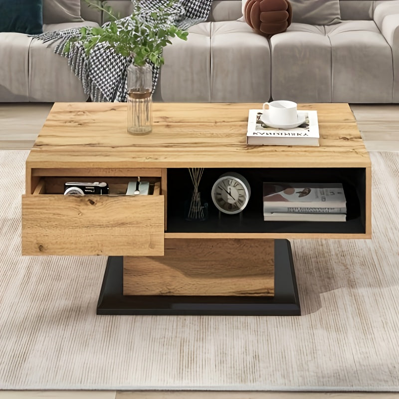 Salontafel – Koffietafel – Bijzettafel – Woonkamertafel – Tafel – Modern – Minimalistisch Design – Ruime Opbergruimte Met Lade En Dubbelzijdige Kast