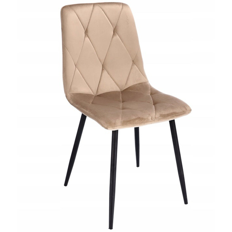Eetkamerstoelen – Gestoffeerd – Stoelen Set – Velours Stoel – Moderne Armstoel – Zacht Velours – Diamond Stiksels – Zwart Metalen Poten – Max 130 kg Draagvermogen