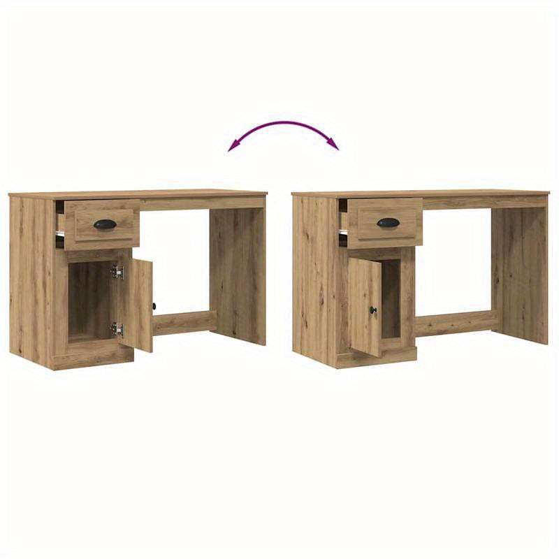 Bureau Eikenhout – Schrijftafel – Werkplek – Studieplek – Computertafel – Massief Hout – 2 Laden & Open Vak – Stevige Traditionele Constructie – 50x115x75 cm – Bruin