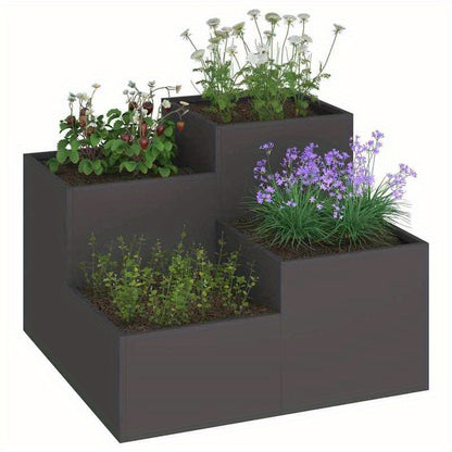 Plantenbak – Bloembak – Tuinbak – Moestuinbak – Balkonbak – Verhoogd – Robuust Zwart Staal – 80x80x60 cm