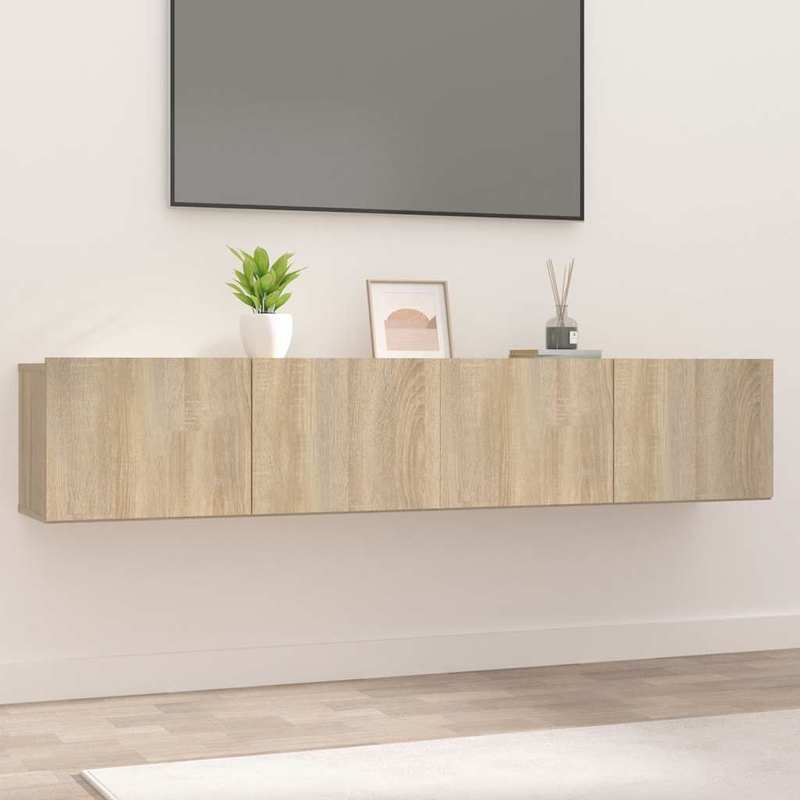 tv meubel – tv kast – tv meubelen – tv dressoir – tv wandmeubel – ruimtebesparend design – Sonoma eiken MDF hout 80x30x30 cm