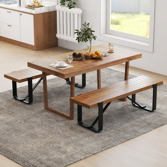 Halbank – Schoenenbank – Zitbank – Opbergbank – Eetkamerbank – Met Stabiel Metalen Frame – Belastbaar Tot 300 Kg – 152,5 Cm Lang – Rustieke Houtnerf