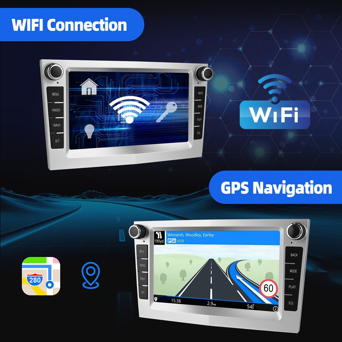 Android 14 Autoradio – 2-DIN Multimedia Speler – 7 Inch Touchscreen Radio – Auto Stereo Systeem – Bluetooth CarPlay Android Auto – Draadloos WiFi GPS – 4GB RAM 64GB Opslag