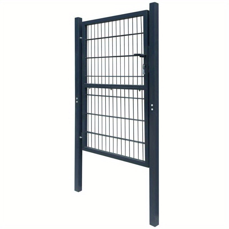 Stalen Poort – Tuinpoort – Terraspoort – Buitenpoort – Beveiligingshek – Weerbestendig Ontwerp – 104x244 cm – Vergrendelbaar Slot