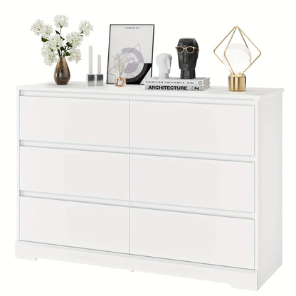 Ladeblok – Ladekast – Kast – Dressoir – Opbergkast – 6 Ruime Lades – Hoogwaardig MDF & Houten Ladepanelen – 120x40x82 cm – Anti-Omvalbeveiliging
