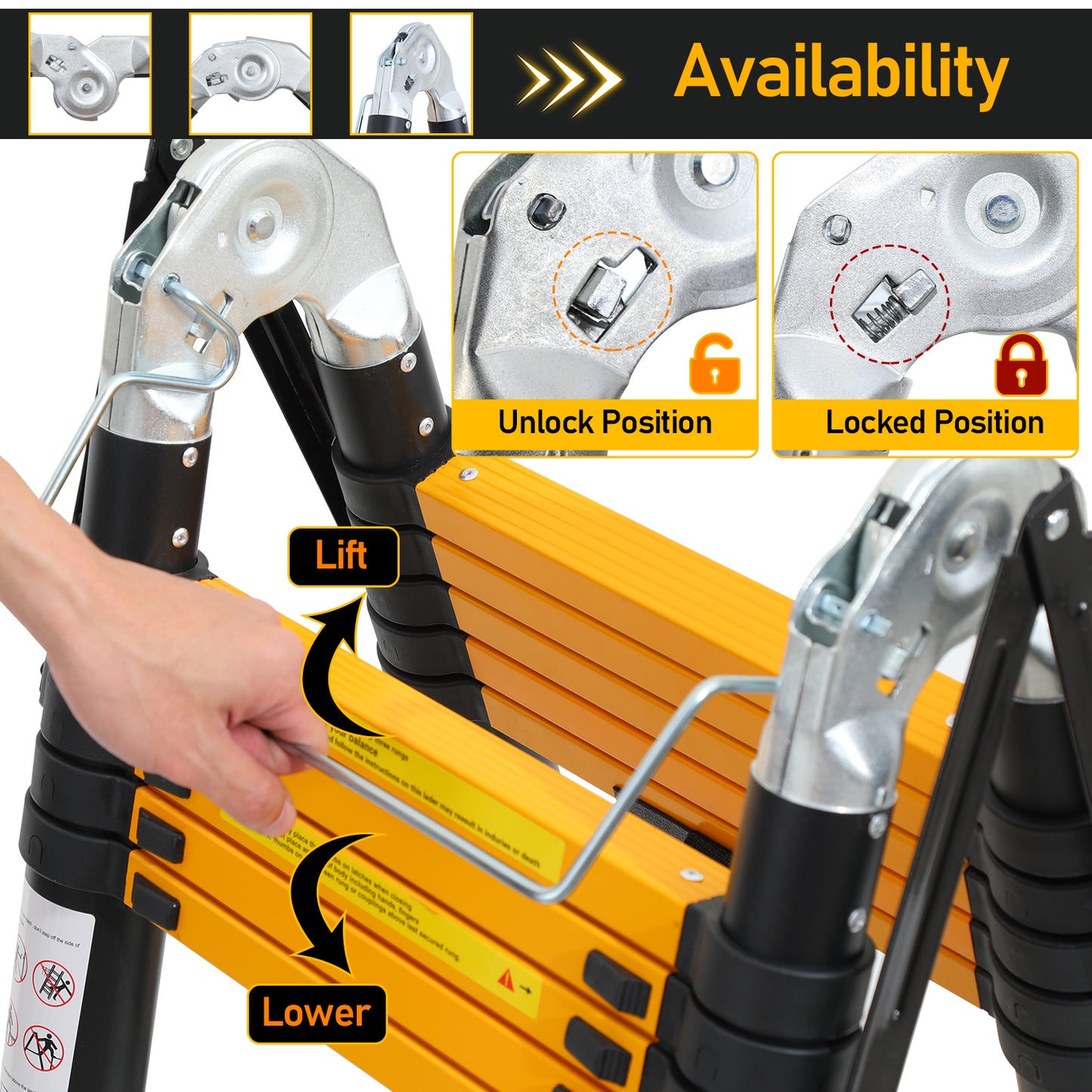 Telescopische Aluminium Ladder – Uitschuifladder – Opvouwbare Ladder – Doe-Het-Zelf Ladder – Werksteiger – Lichtgewicht Aluminium – Veilig Vergrendelingssysteem