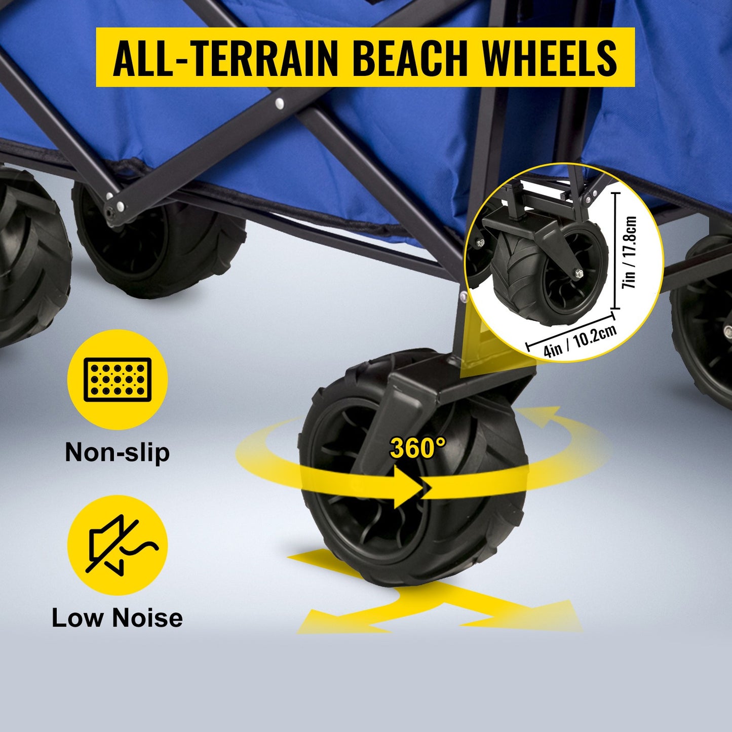 Bolderkar – Bolderwagen – Transportkar – Strandkar – Opvouwbare Kar – 85 cm Laadruimte – Staal Frame Met Afneembare Zonkap – 360° Draaibare Wielen